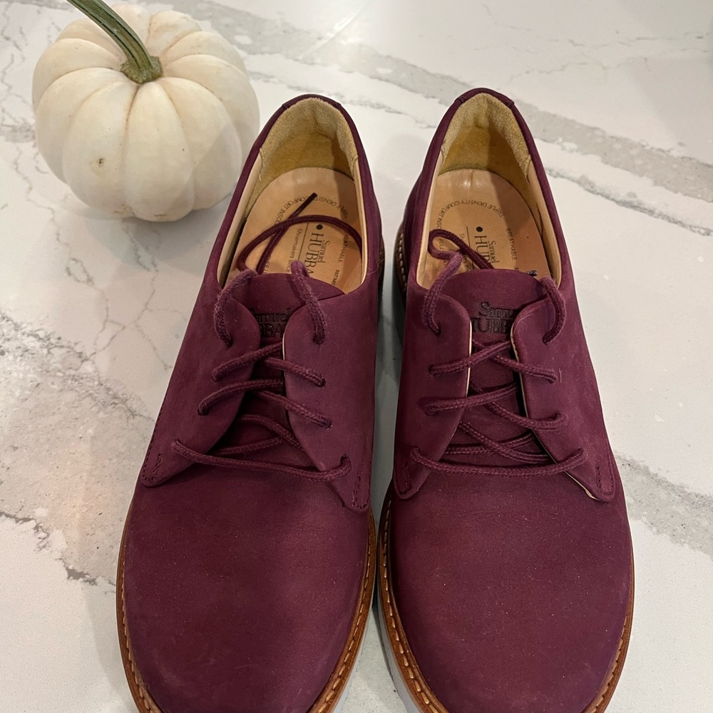 Samuel Hubbard Plum Suede Lace-Up Shoes